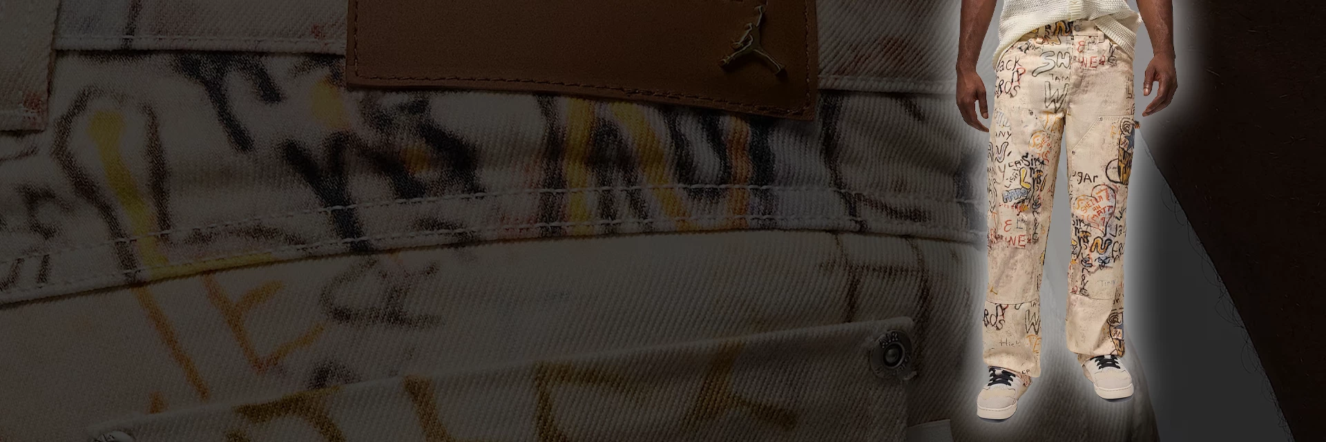 Jordan workwear pants with a graffiti look for the perfect fall style!