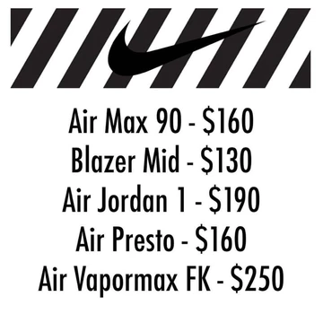 Nike x Off-White - Preisliste