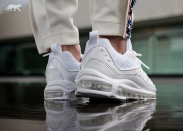 Nike Air Max 98 Triple White - on feet via asphaltgold