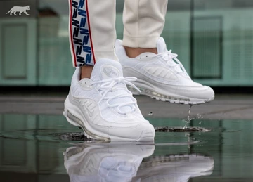 Nike Air Max 98 Triple White - on feet via asphaltgold