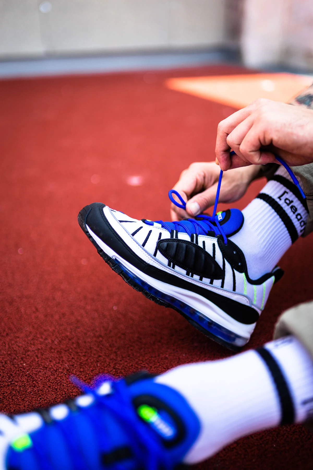 Air max 98 white red blue online