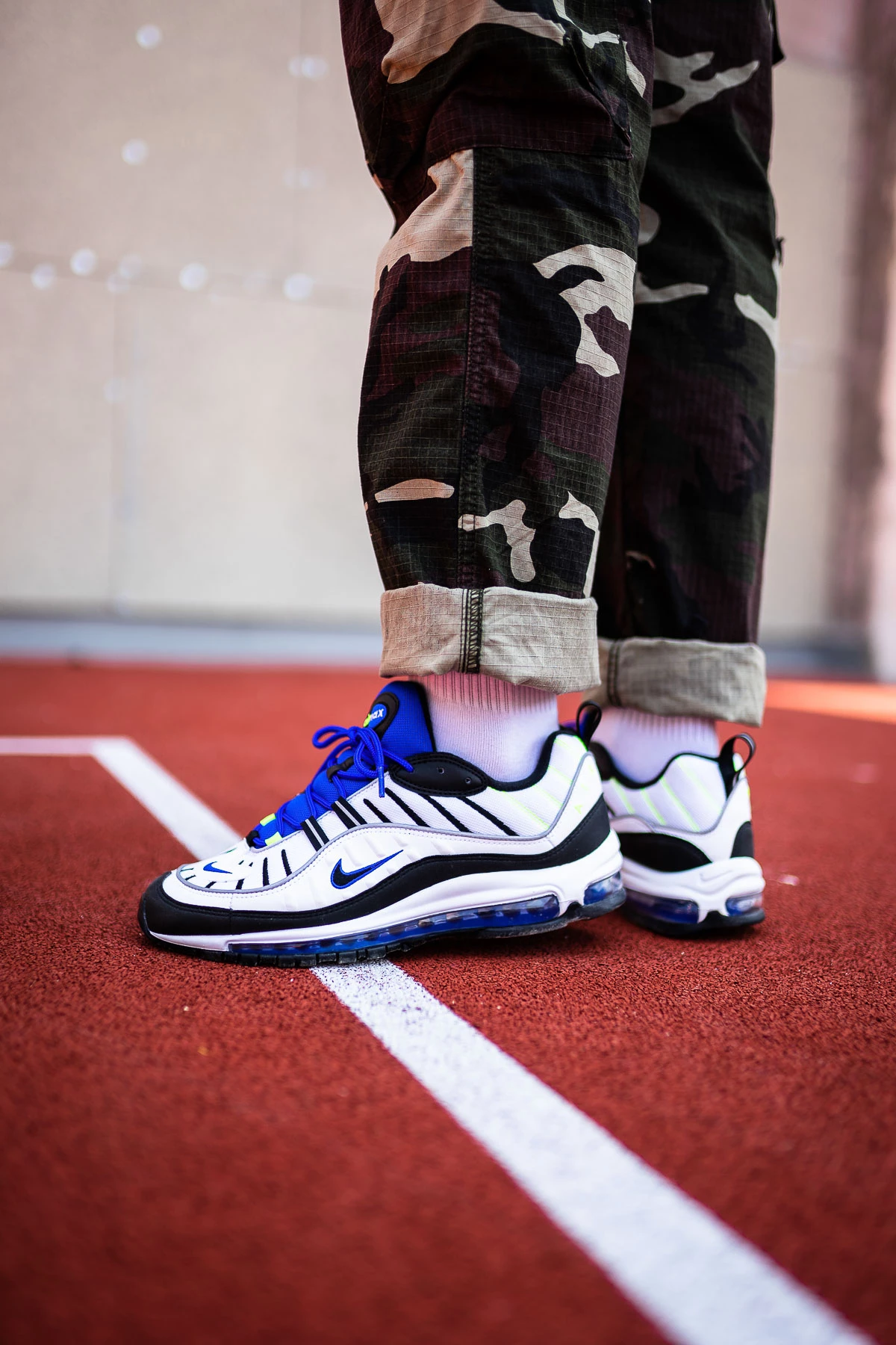 Air max 98 white black racer blue on sale