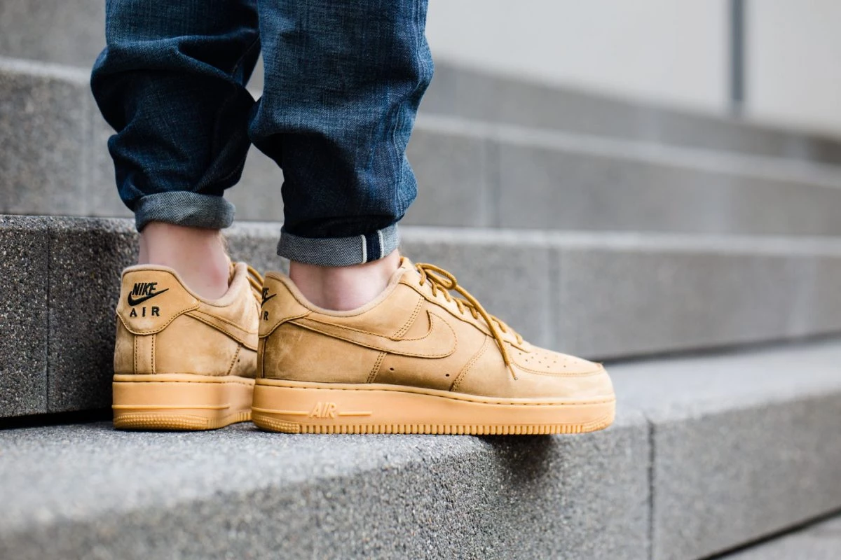 Nike air force 1 wheat on feet best sale