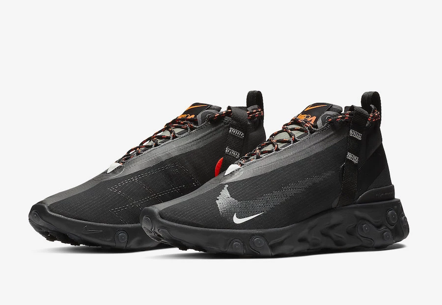 Nike React Runner Mid WR ISPA Black At3143-001 Dead Stock