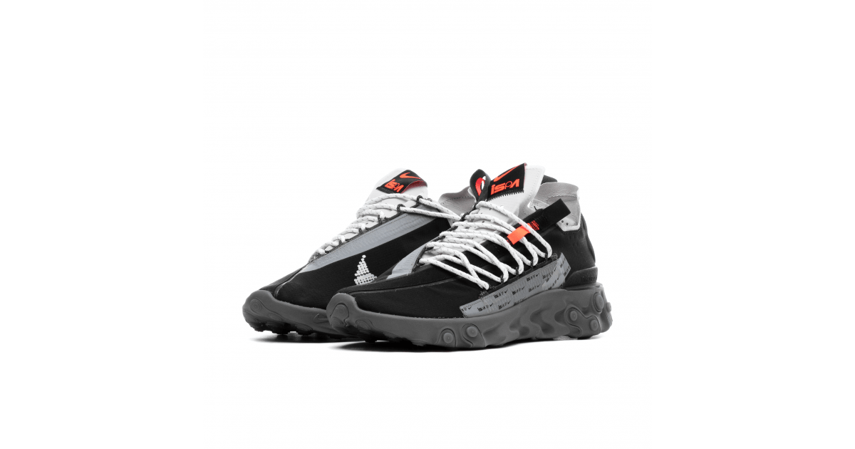 nike react wr ispa black & metallic silver