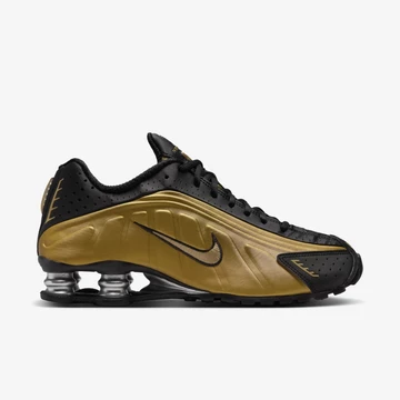Nike Shox R4 Black Metallic Gold Außenseite 3