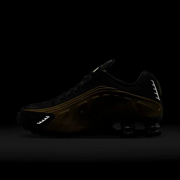Nike Shox R4 Black Metallic Gold Mood glow in the dark 2