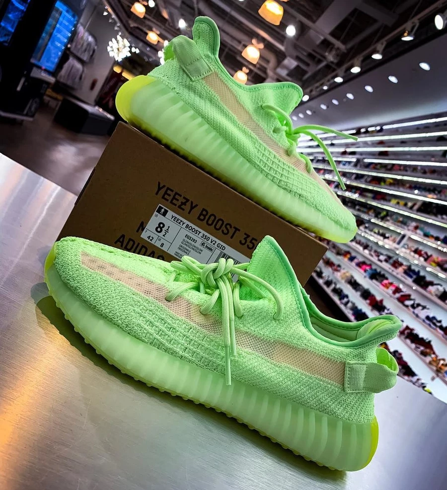adidas gazelle silver green womens Yeezy 350 v2 'Glow' Size 9.5  the basement