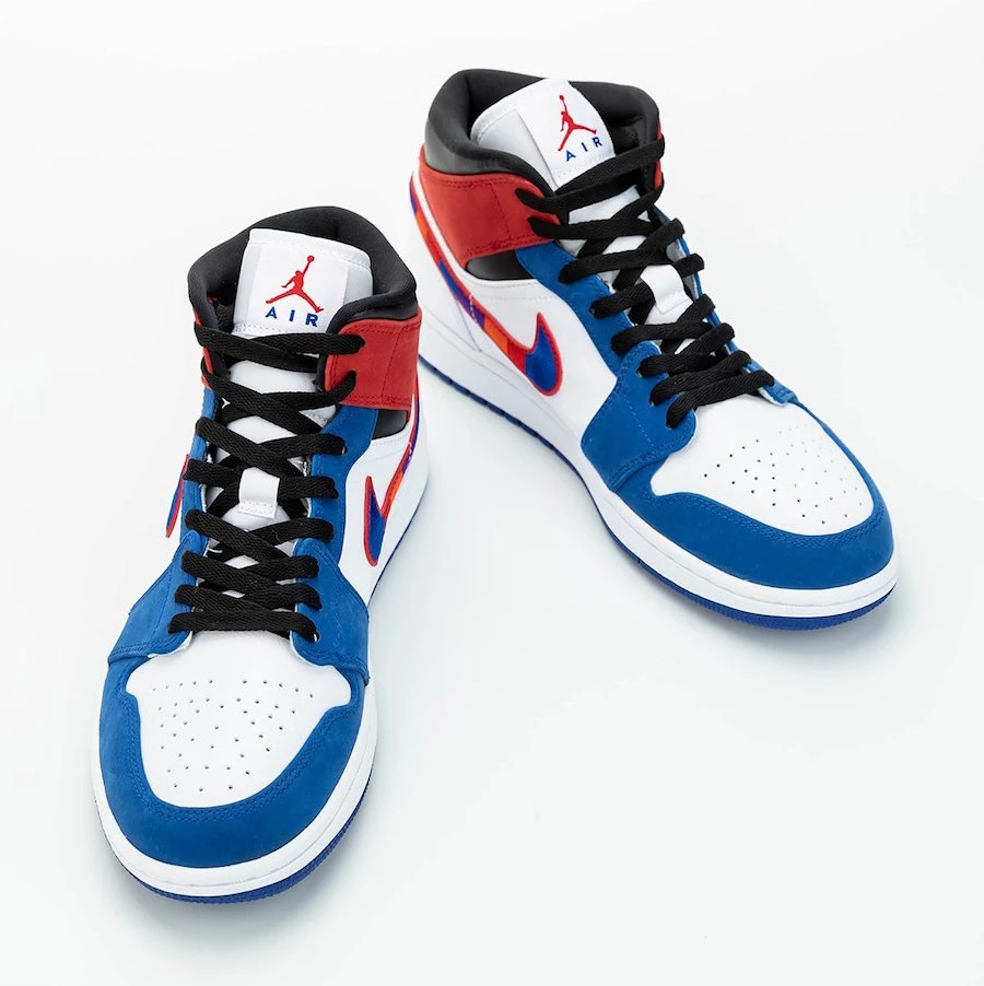 Nike air jordan 1 mid multicolor swoosh best sale