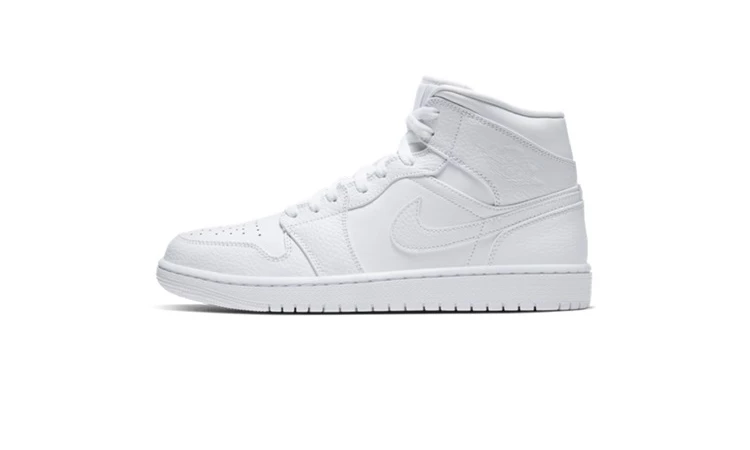 Nike Air Jordan 1 Mid All White 554724 130 Dead Stock