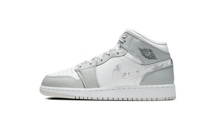 Jordan 1 Mid White Camo Swoosh GS