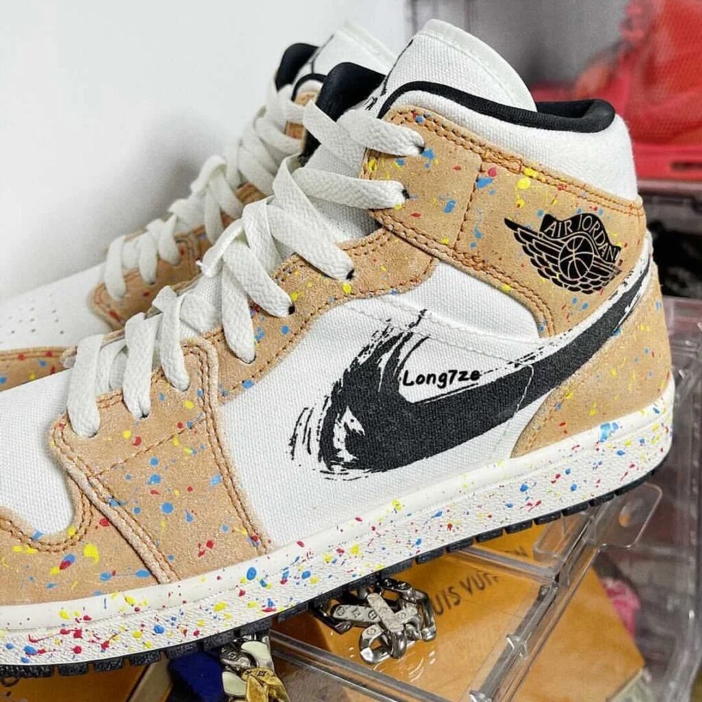 Jordan 1 Mid Paint Splatter Brushstroke DA8005 100 Dead Stock