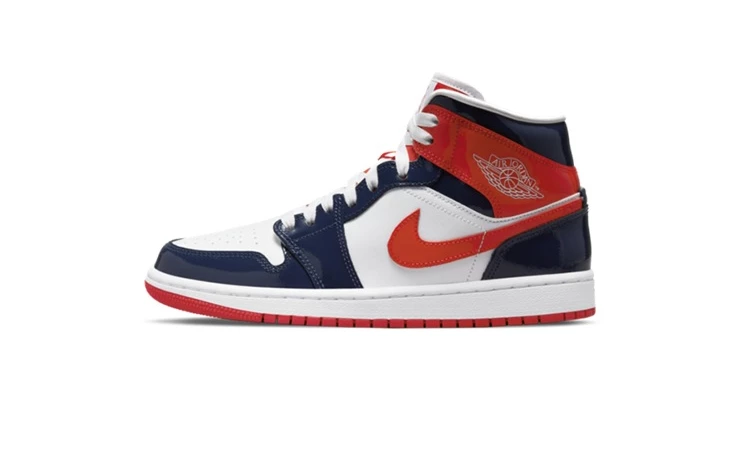 Jordan 1 Mid Patent Navy Orange