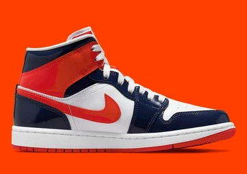 Nike Air Jordan 1 Mid Patent Navy Orange DJ5984-400