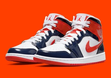 Nike Air Jordan 1 Mid Patent Navy Orange DJ5984-400
