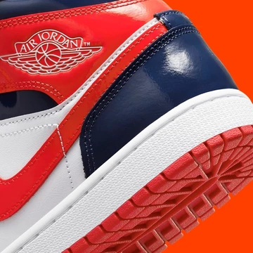 Jordan 1 Mid Patent Navy Orange