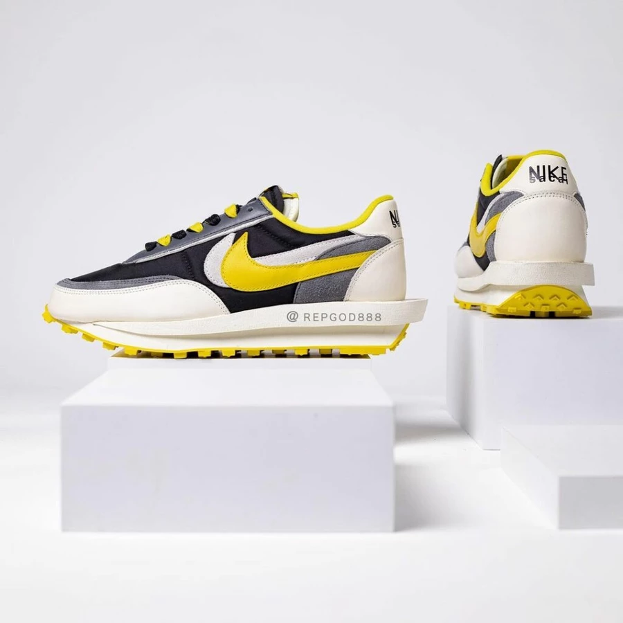 Undercover x Sacai x Nike LD Waffle Black and Bright Citron DJ4877