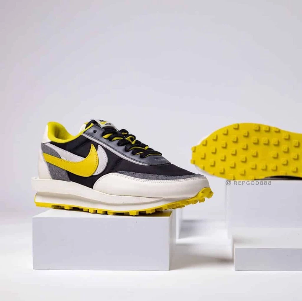 Undercover x Sacai x Nike LD Waffle Black and Bright Citron