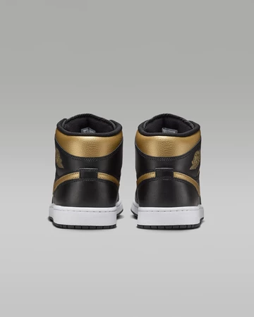 Jordan 1 Mid Black Gold Swoosh