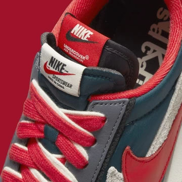 Undercover x Sacai x Nike Waffle Midnight Spruce and University Red