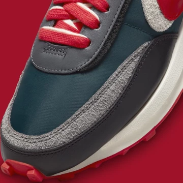 Undercover x Sacai x Nike Waffle Midnight Spruce and University Red