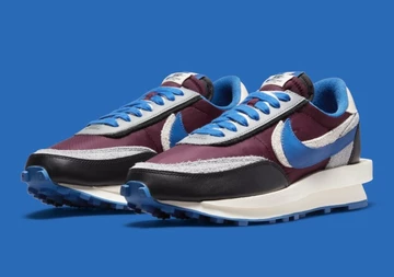 Undercover x Sacai x Nike Waffle Maroon and Team Royal