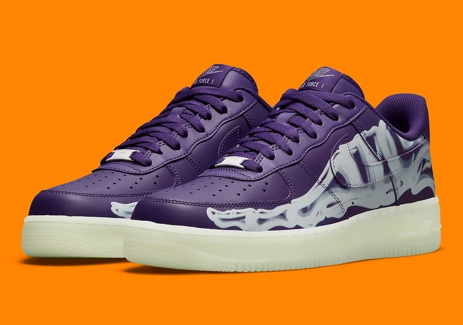 靴 NIKE AIRFORTH1 purpleskeleton Nike Air Force 1 Low Purple Skeleton Halloween (2021) I