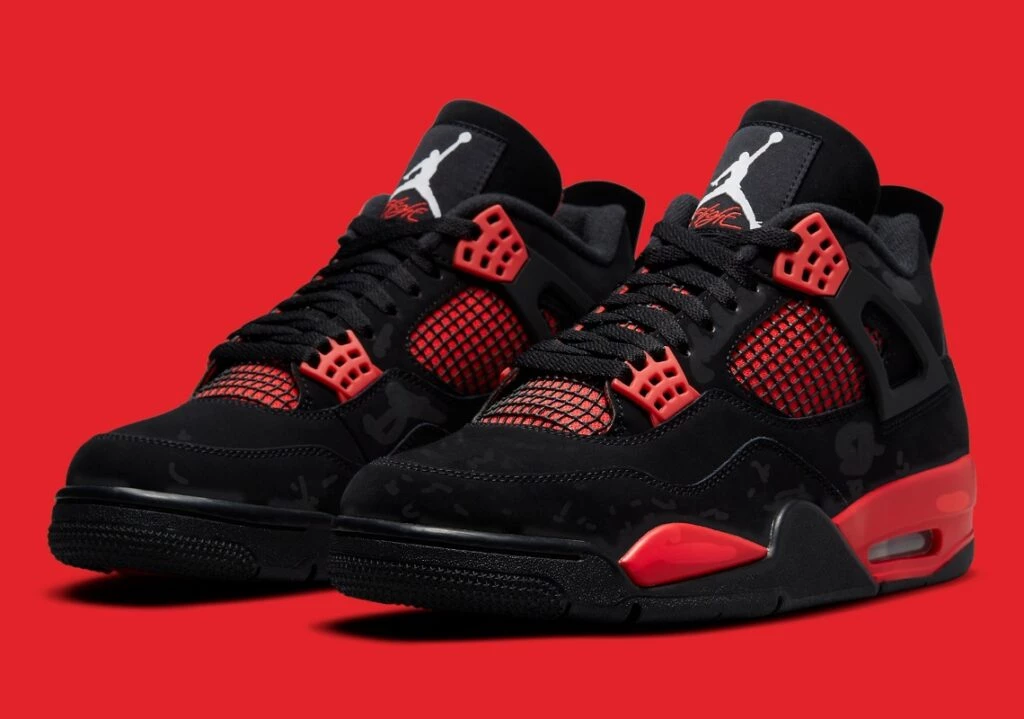 Black and red jordan 4s on sale