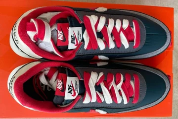 Undercover x Sacai x Nike Waffle Midnight Spruce and University Red