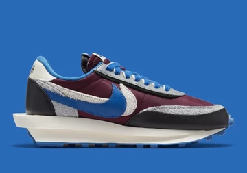 Undercover x Sacai x Nike Waffle Maroon and Team Royal