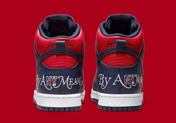 Supreme x Nike SB Dunk High Red Navy By Any Means