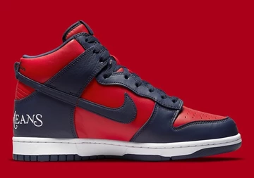 Supreme x Nike SB Dunk High Red Navy By Any Means