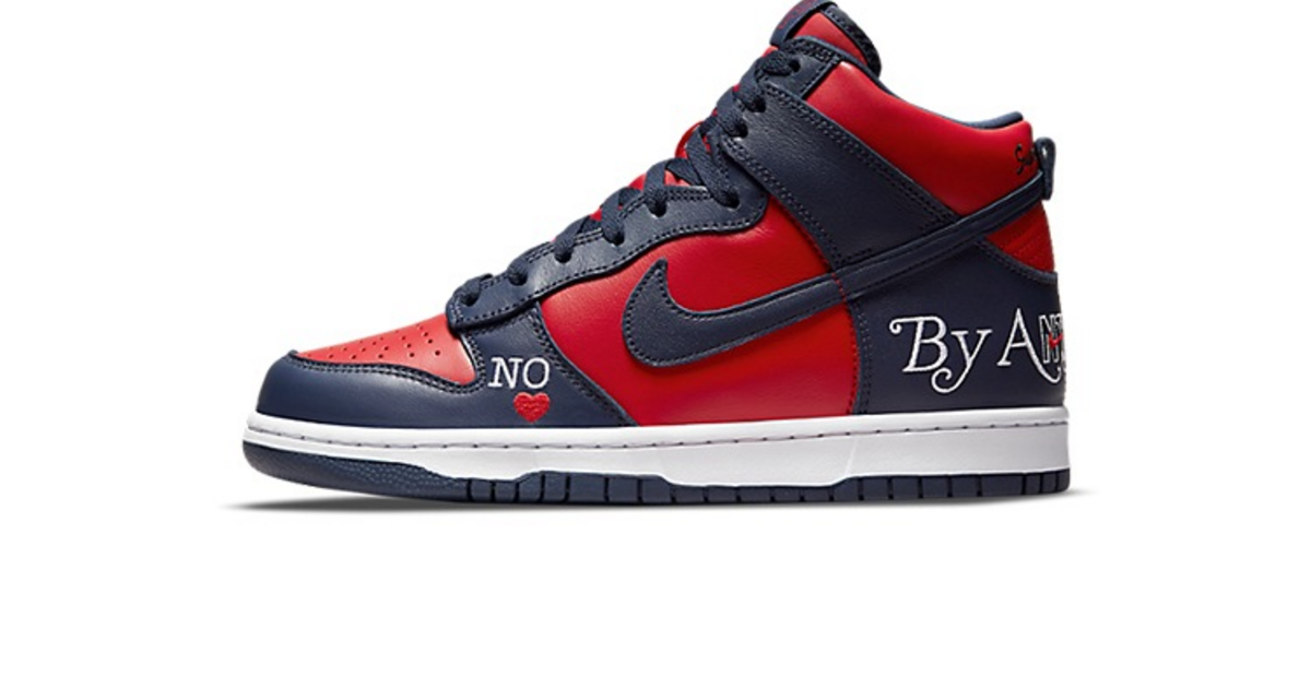 supreme Nike SB Dunk High 赤/紺 Nike SB Dunk High Supreme By Any Means Navy Men's - DN3741-600 - US