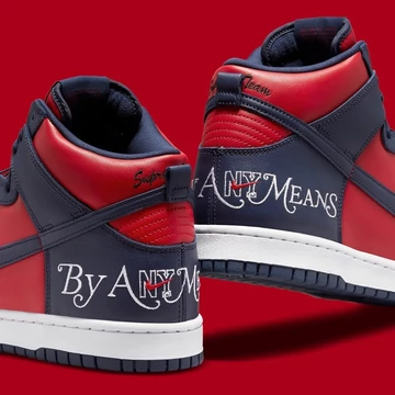 Supreme x Nike SB Dunk High Red Navy By Any Means