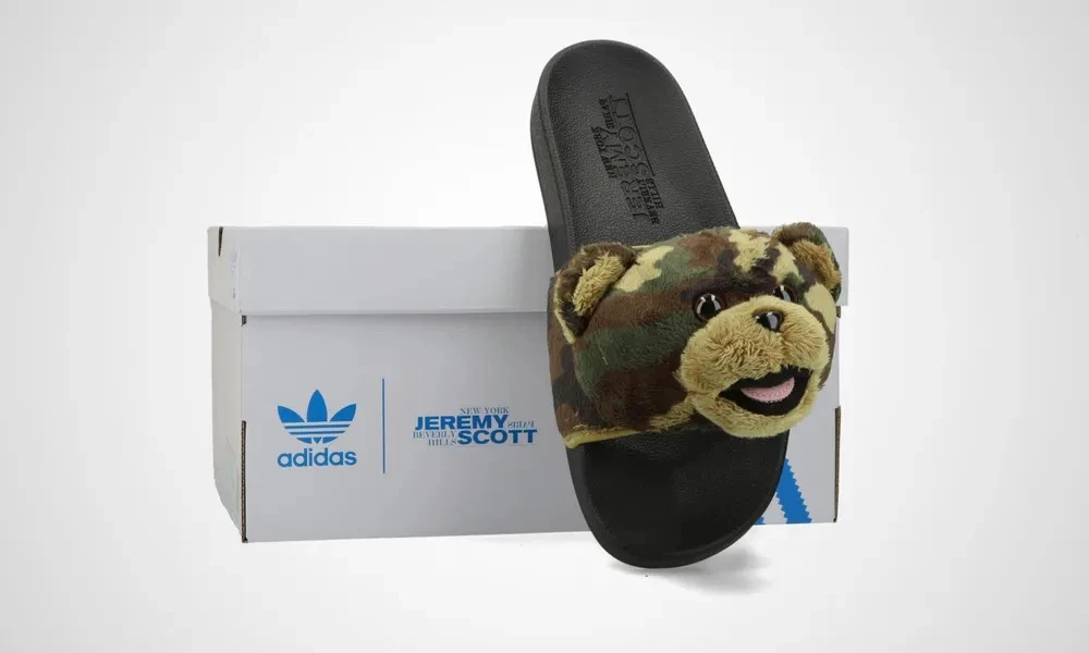 Jeremy Scott x adidas adilette Teddy Camo H02882 Dead Stock