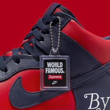 Supreme x Nike SB Dunk High Red Navy By Any Means