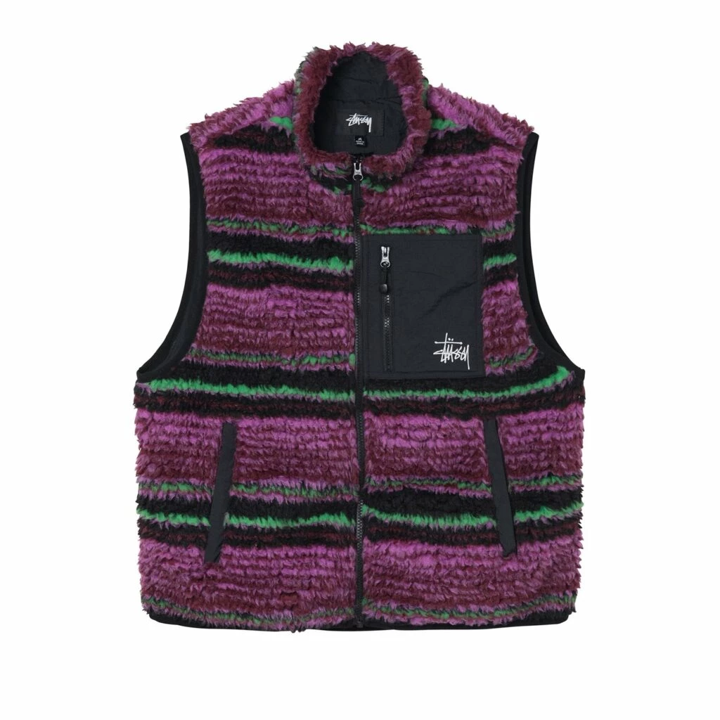 トップス Stussy striped vest Coat Stüssy Striped Sherpa Vest | Freshlabels.cz