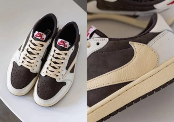 Travis Scott Jordan 1 Reverse Mocha on feet