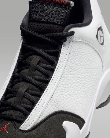 Jordan 14 Retro White Black Toe Detail Mittelfußbereich