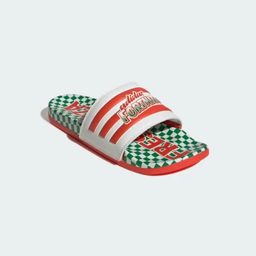 FORTNITE x adidas Adilette Uncle Pete's Pizza Pit seitlich von Vorne