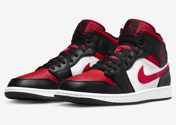Jordan 1 Mid Fire Red Bred Toe