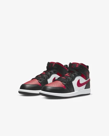 Jordan 1 Mid Fire Red Bred Toe