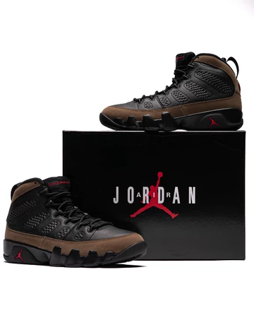 Jordan 9 Olive Varsity Red Paar + Box
