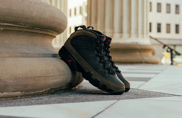 Jordan 9 Olive Varsity Red Mood