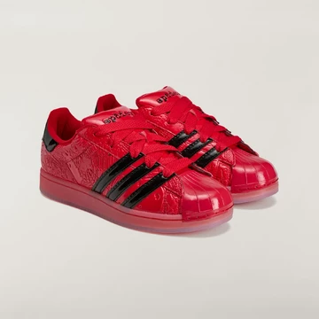 Sp5der x adidas Superstar II Red Paar seitlich