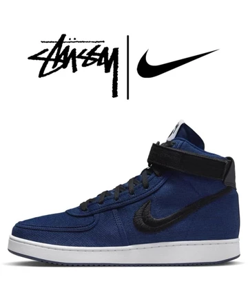 Stussy Nike Vandal High Deep Royal Blue mit Nike Swoosh und Stüssy Logo
