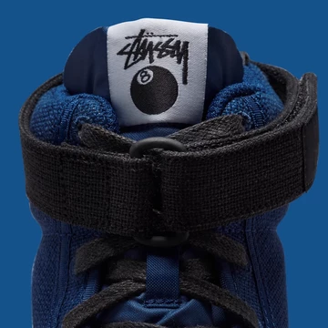 Stussy Nike Vandal High Deep Royal Blue DX5425-400 8 Ball Logo auf der Zunge