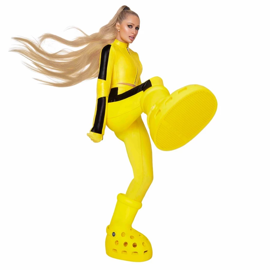 Paris Hilton MSCHF Crocs Yellow Big Boot Kill Bill