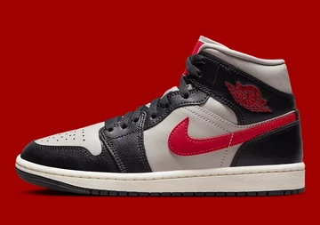 Jordan 1 Mid Grey Black Red  seite