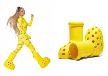 Paris Hilton MSCHF Crocs Yellow Big Boot